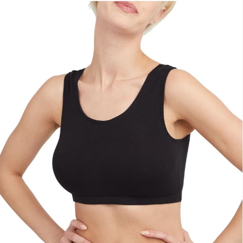 Hanes Comfort Flex Fit Black Scoop Crop Bralette Size XL NWT